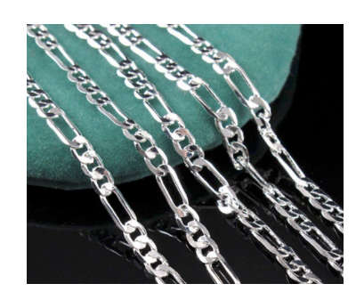 Stylish 2mm Figaro Unisex 925 Sterling Silver Neck Chain Imported Filled Jewellery