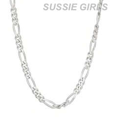 Stylish 2mm Figaro Unisex 925 Sterling Silver Neck Chain Imported Filled Jewellery