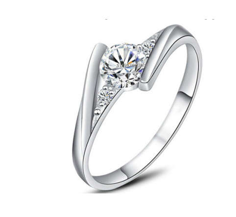 Dazzling Cr White Diamond Set in 925 Sterling Silver Ring Imported Filled Jewellery