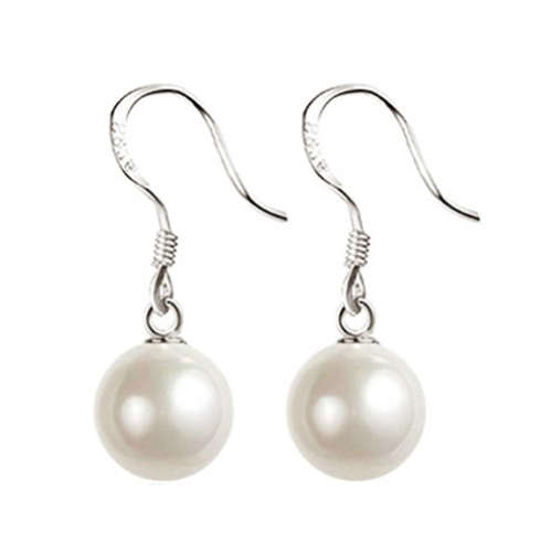 Tommy 925 Sterling Silver 8mm Sim Pearl Dangle Earrings Imported Filled Jewellery