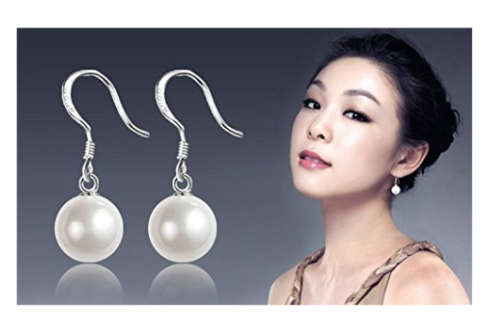 Tommy 925 Sterling Silver 8mm Sim Pearl Dangle Earrings Imported Filled Jewellery