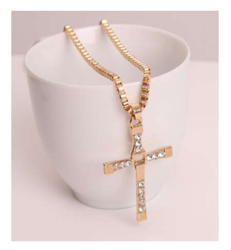 Stylish Sim Diamonds 18ct Gold Unisex Filled Cross with Matching Neck Chain Imported Jewellery