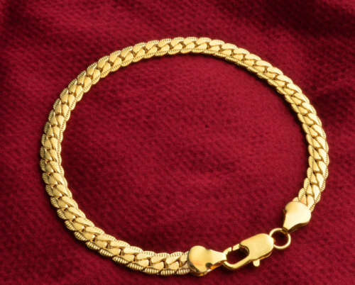 ELEGANT 18ct YELLOW GOLD  5mm UNISEX IMPORTED Filled Bracelet