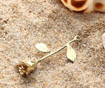Delicate 18ct Yellow Gold  Filled  Rose Flower Pendant Necklace