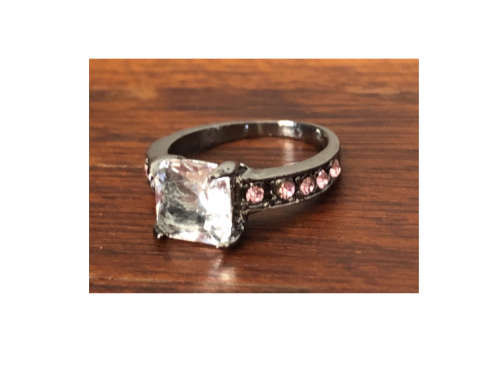 Attractive Cr. Pinkish Diamond Set in 9ct Black Gold Filled Imported Ring