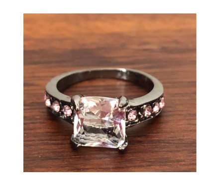 Attractive Cr. Pinkish Diamond Set in 9ct Black Gold Filled Imported Ring