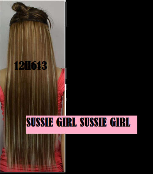 High Temperature  60cm 5 Clip in Synthetic Extensions Brown &  Blond Mix 12h613#