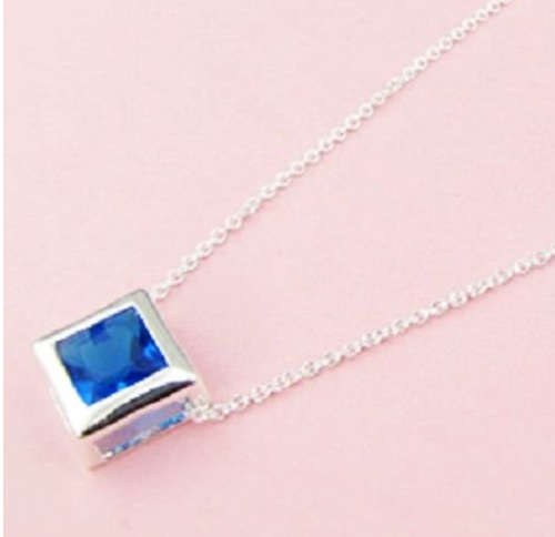 $$$$ SAPPHIRE SET IN STERLING SILVER PENDANT $$$$