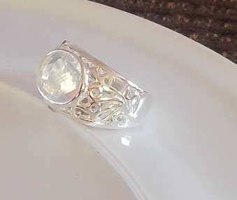 WOW RING **** MOON STONE SET IN .925 STERLING SILVER