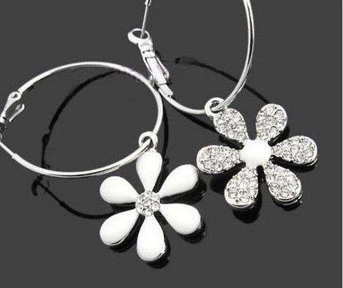 DIAMOND SIMULANTS ENAMEL SILVER EARRINGS