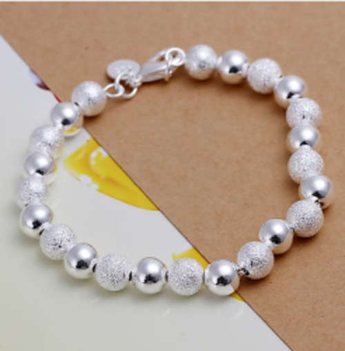 EXQUISITE BRUSH SILVER PEARLS BRACELET