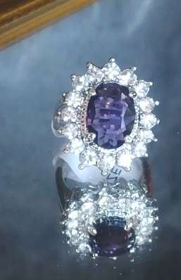**PRINCES RING** WITH CZ AMETHYST SET IN  SILVER RING