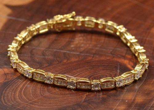 925 Solid Sterling Silver Tennis Bracelet with 24ct Gold Vermeil Finish