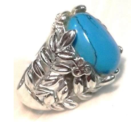 Blue Lapis Lazuli Impression Set in 925 Vintage Sterling Silver Friendship Ring #Size 7