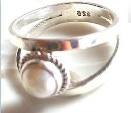 Marvelous Marble Pearl Imported From Dubai Set in 925 Sterling Silver Ring #Size 7