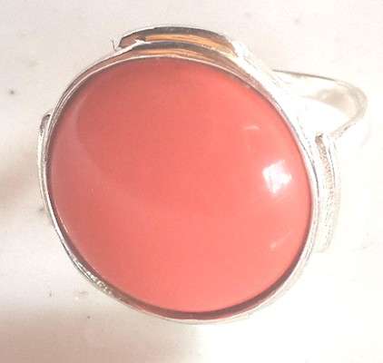 Unusual Coral Sphere Impresson Set in 925 Sterling Silver ring #Size 9