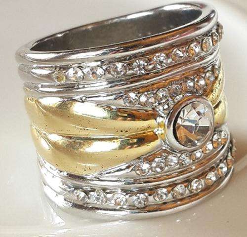 Elegant  Diamond Impressions Set in 18ct Yellow Rolled Gold Ring #Size 8