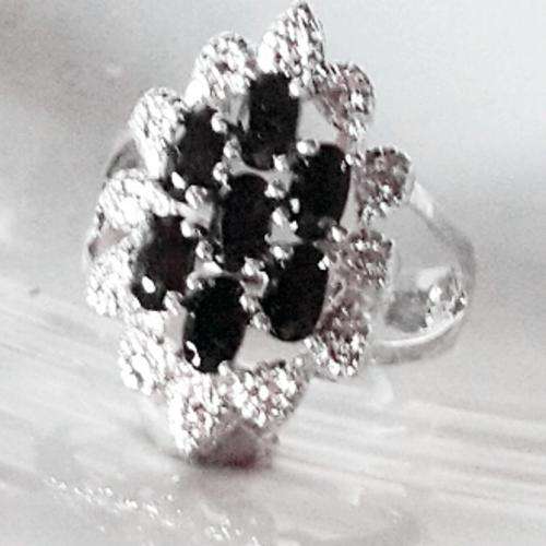 Attractive Natural Black Onyx In Awesome Setting # Size 8