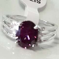Lovely Amethyst Surrounded by Cr. White Diamonds Ring # Size 9