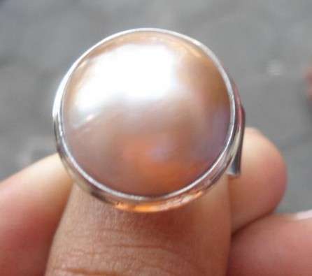 Awesome Marbe Pearl Set in Solid 925 Sterling Silver Ring #Size 8