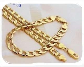 Quality 18ct Yellow Gold Filled Unisex 8mm Neck Chain with Matching Bracelet