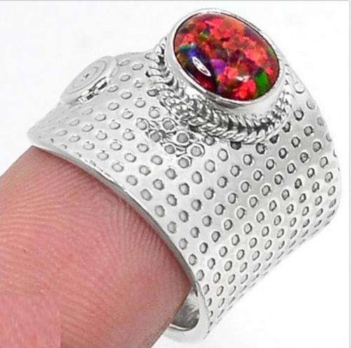 Precious "New Arrival" Fire Opal Awesomly Set in Solid 925 Sterling Silver Ring #Size 9