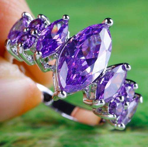 **Quality** 7 Cr. Purple Bolivian Amethyst  Ring #Size 8/18 mm