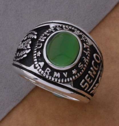 **Unusual** Green Jade United States  Wedding  Ring # Size 8/18 mm