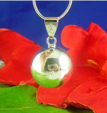 **Magical ** Silver Modern Chiming Mystic Ball Pendant With Matching Neck Chain