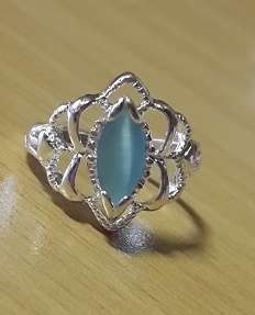 Cute Blue  C.Z Crystal Women 925 Silver  Classic Ring Size 7