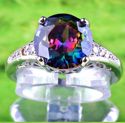 **Magical ** Popular Round Cut Mystic Topaz Ring # Size 7