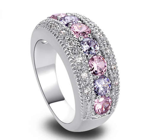 -- Fashion Imported -- Cr. Amethyst in 925 Sterling  Silver Filled Ring -