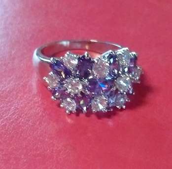 -- Size 8 -- Purple & White Simulated Gemstone Ring