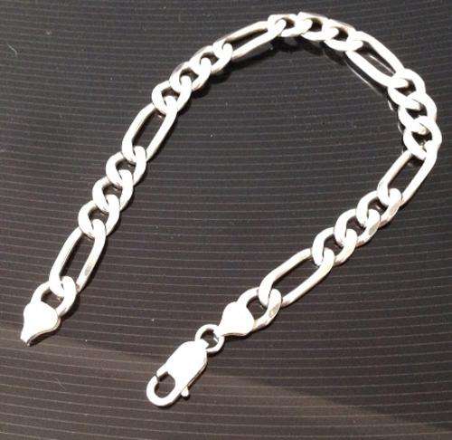 12mm Genuine Solid 925 Sterling Silver  Figaro Imported Unisex Bracelet (23cm)