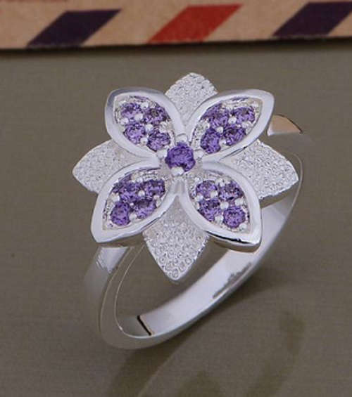 -- Size 7 -- Amethyst Awesomely  Set in 925 Silver Ring (4.2gr.)