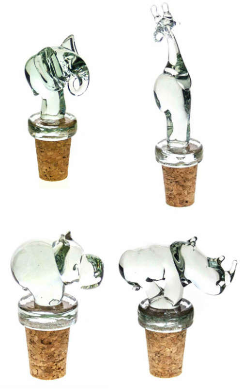 NGWENYA GLASS Set of 4 Animal Stoppers - Handmade