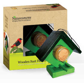 NaturesMenu Wooden Suet Feeder - plus 1 x free Suet Meal Jar