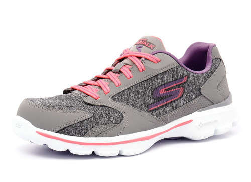 Original SKECHERS - Go Walk 3 Statement Grey/Pink - Sizes 4, 5, 6, 7, 8
