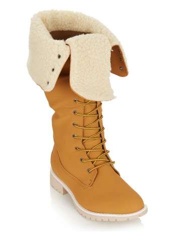 Ladies Tan Boot with Cuff Detail - Sizes 5, 6, 7, 8
