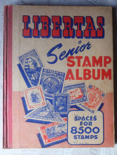 STAMP ALBUM WITH +- 470  STAMPS - SEEL ALBUM - HARDEBAND