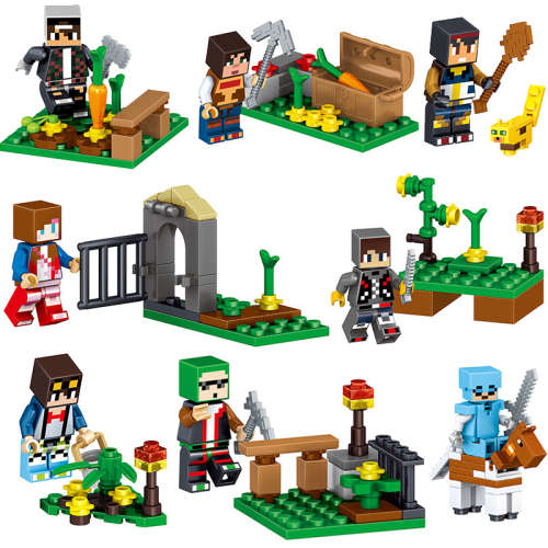 Minecraft minifigures - 8 pack set, each with minifigure and stucture