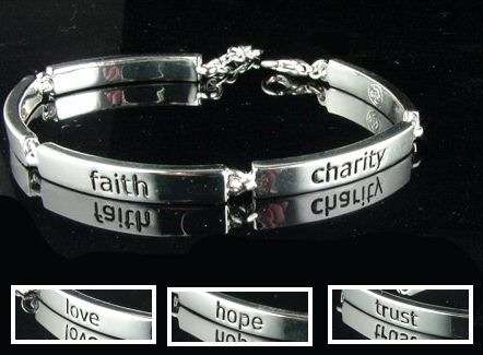 PLATINUM FINISH FAITH, TRUST, & LOVE BRACELETS