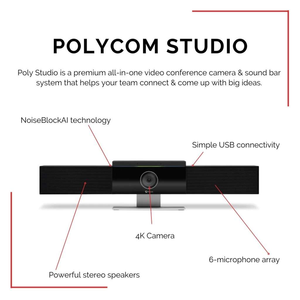 Poly Studio USB Conference Camera - UHD 2160p (4K) resolution Measurements: 102mm D x 762mm W x 152m