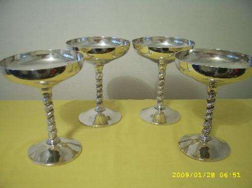 4 Falstar Silver plated wine glasses (made in Spain)...see pics for more detail.