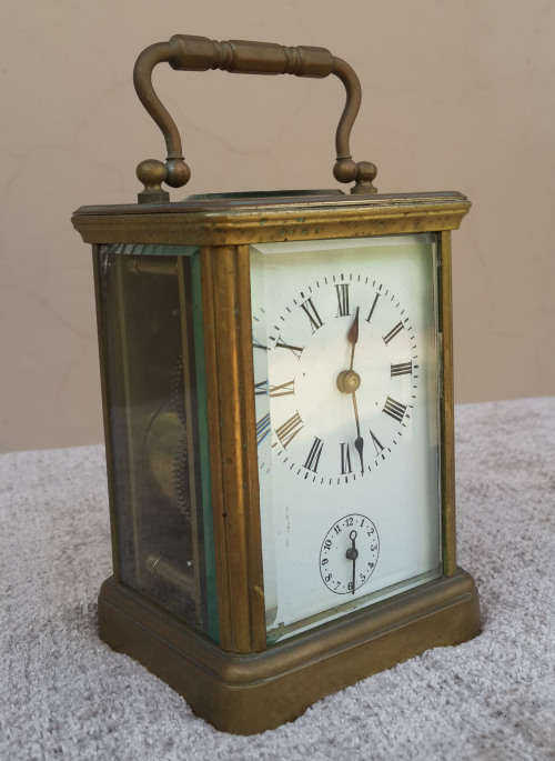 Stunning Brass and Beveled Glass Carriage Clock