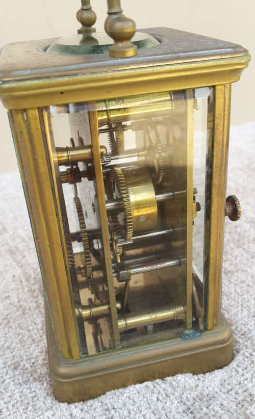Stunning Brass and Beveled Glass Carriage Clock