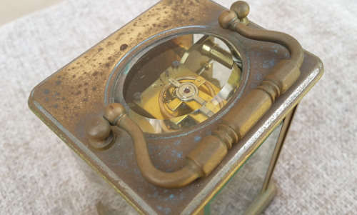 Stunning Brass and Beveled Glass Carriage Clock