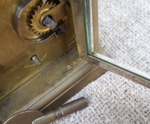 Stunning Brass and Beveled Glass Carriage Clock