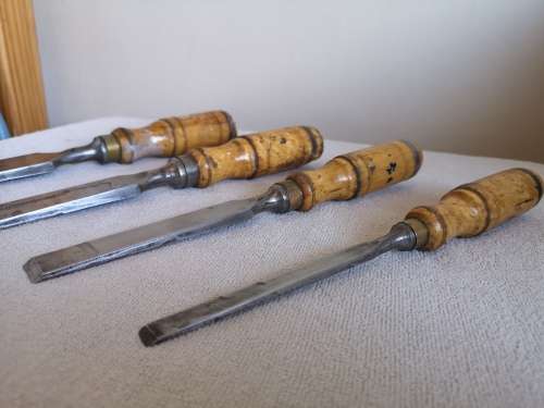 Set of 4 Jernbolaget Eskilstuna chisels (E.A Berg)