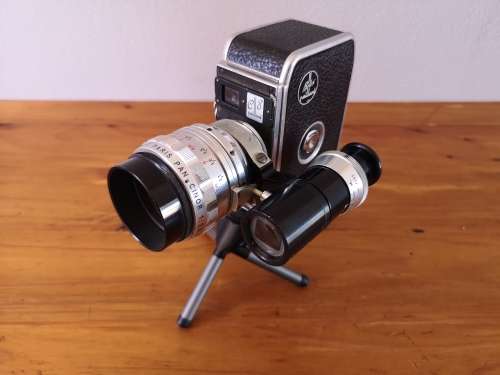 Paillard Bolex C8 cine camera with accessories